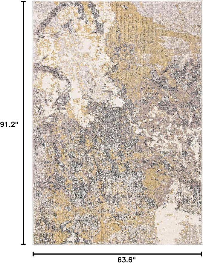 SAFAVIEH Madison Collection Area Rug - 5'3" x 7'6", Ivory & Grey, Modern Abstract Design, Non-Shedding & Easy Care, Ideal for High Traffic Areas in Living Room, Bedroom (MAD499A)