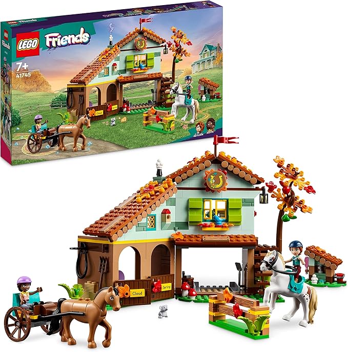 Lego Friends Autumn’s Horse Stable 41745 Building Toy, Role-Play Fun for Kids Ages 7+, with 2 Mini-Dolls and 2 Horses, Carriage and Riding Accessories, A Gift Birthday Gift for Kids Who Love Horses
