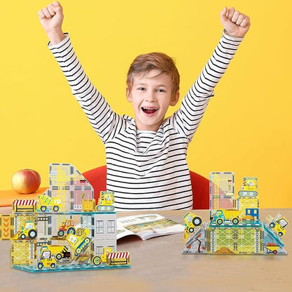 PicassoTiles Magnetic Tile Building Idea Book 230 Pages Illustrated Design Guide with 300 Creative Builds for Kids STEM Learning Creativity and Brain Development Educational Toy Ages 3 Plus PTIDEABOOK