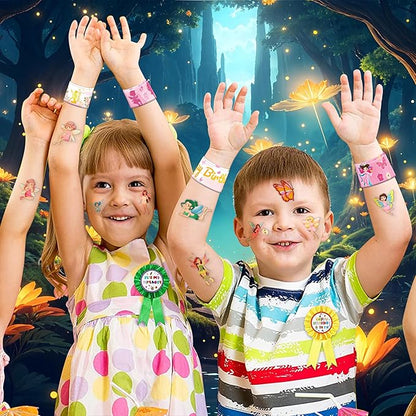 48PCS Fairy Party Favors - 24 Tattoos & 24 Slap Bracelets, Ideal for Fairy-Themed Birthdays, Baby Showers, and Classroom Rewards for Kids