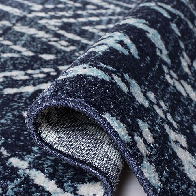 SAFAVIEH Adirondack Collection Accent Rug - 4' x 6', Navy & Ivory, Modern Diamond Distressed Design, Non-Shedding & Easy Care, Ideal for High Traffic Areas in Entryway, Living Room, Bedroom (ADR131N)