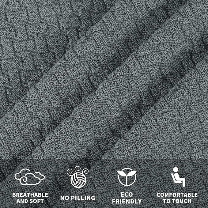 JIVINER Stretch Recliner Chair Covers 4 Piece Recliner Cover with Side Pocket Jacquard Reclining Sofa Slipcovers Soft Recliner Protector with Elastic Bottom (Recliner, Light Gray)