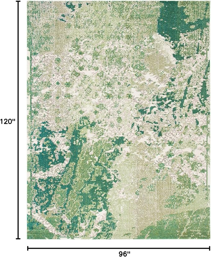 SAFAVIEH Madison Collection Area Rug - 8' x 10', Green & Ivory, Modern Abstract Design, Non-Shedding & Easy Care, Ideal for High Traffic Areas in Living Room, Bedroom (MAD499Y)