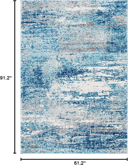 SAFAVIEH Evoke Collection 5'1" x 7'6" Light Blue/Grey EVK272M Modern Abstract Non-Shedding Living Room Dining Bedroom Area Rug