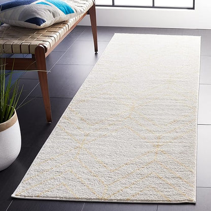 SAFAVIEH Adirondack Collection Runner Rug - 2'6" x 8', Ivory & Gold, Modern Geometric Design, Non-Shedding & Easy Care, Ideal for High Traffic Areas in Living Room, Bedroom (ADR241C)