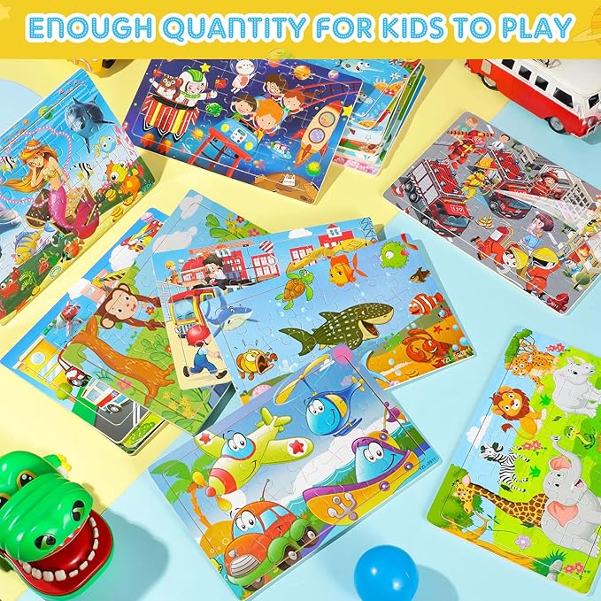 18 Pack 30 Pieces Puzzles for Kids Ages 3-8 Wooden Toddler Puzzles Ages 3-5 Educational Learning Toys Set for Kids Boys and Girls