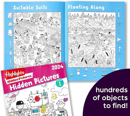 Highlights Hidden Pictures 2024 Activity Books for Kids Ages 6 and Up, 4-Book Set of Travel-Friendly Screen Free Seek and Find Fun, Books Double as Coloring Books