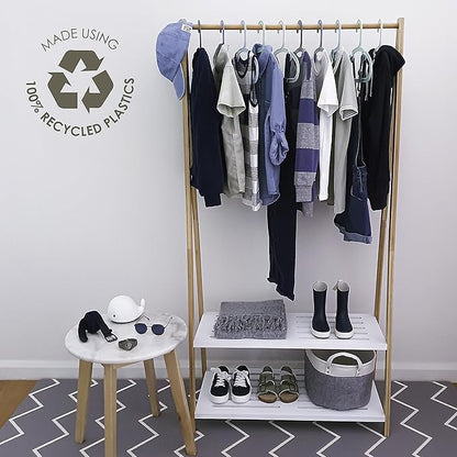 Recycled Plastic Kids Hangers | 13.5" Heavy Duty Kids Clothes Hangers | Bulk Pack Childrens Hangers, Large Child Hangers | Toddler Hangers (2-12yrs | 50 Pack, Blue)