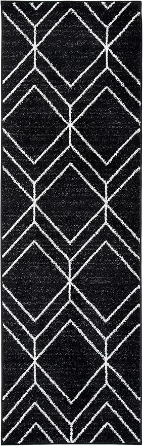 SAFAVIEH Adirondack Collection Runner Rug - 2'6" x 6', Black & Ivory, Modern Geometric Design, Non-Shedding & Easy Care, Ideal for High Traffic Areas in Living Room, Bedroom (ADR241Z)
