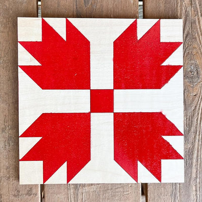 Unfinished Barn Quilt Square Wooden Sign, Country Decor Canvas Quilts Blocks (6 inches, Bear Paw)