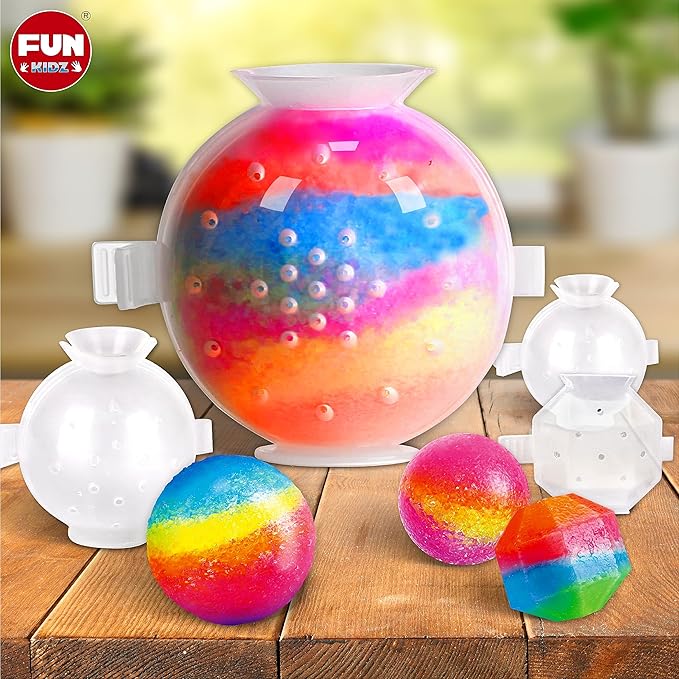 Big Bouncy Ball Kit for Kids, FunKidz DIY Ultimate Magic Bouncy Ball Making Kit Science Craft Projects Birthday Party Activities for Boys Girls Ages 6-12 Includes Tennis Size Ball Model and Powder