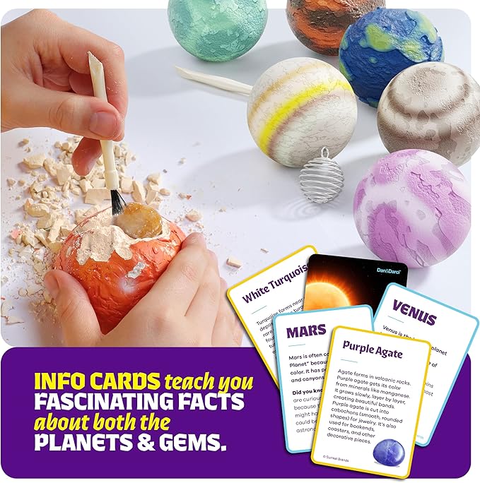 Galaxy Gem Dig Kit for Kids - Gemstones Digging Science Kits for Kid Age 6-7, 6-8, 8-10 - Gifts for 6 7 8 9 10 11 Year Old Boys & Girls - Planet Space Toys for Ages 8-10 - STEM Stuff for Boy & Girl