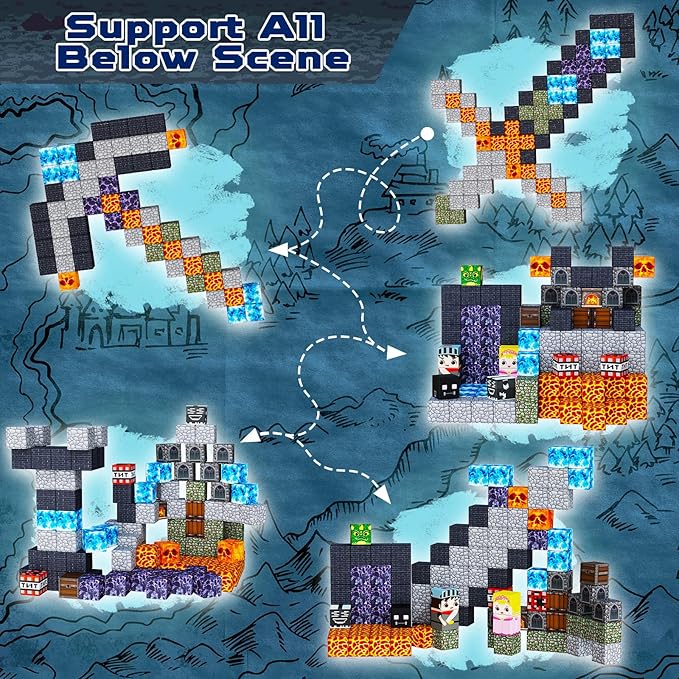 Annexfun Magnetic Blocks - 100PCS Build Magnetic Dark Mechanical Guardian Castle - Magnetics Toys for Montessori Toddler Christmas Birthday Gifts - STEM Sensory Toys for 3 4 5 6 7 8 9 10 Year Old Boys