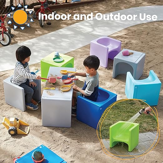 ECR4Kids Tri-Me 3-In-1 Cube Chair, Kids Furniture, Lime Green