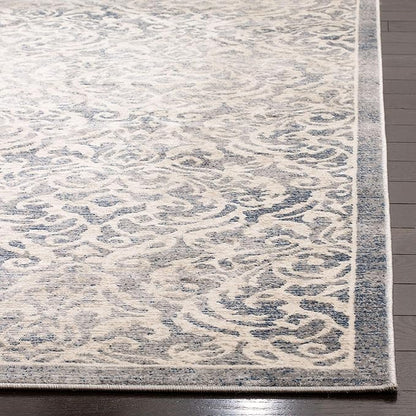 SAFAVIEH Brentwood Collection 2' x 6' Light Grey/Blue BNT810G Damask Non-Shedding Living Room Entryway Foyer Hallway Bedroom Runner Rug