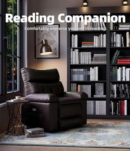 Electric Recliner Chair - 360° Rocker Swivel Recliner with Heat and Massage, PU Leather Large Power Recliner for Adults, Comfortable Lazy Chair with 1.5X Sponge Filling for Living Room