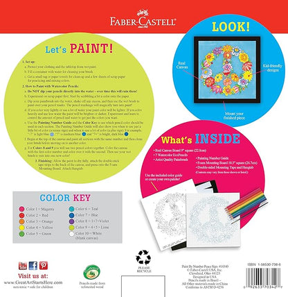 Faber-Castell Paint By Number Peace Kit - Watercolor Paint by Number for Kids