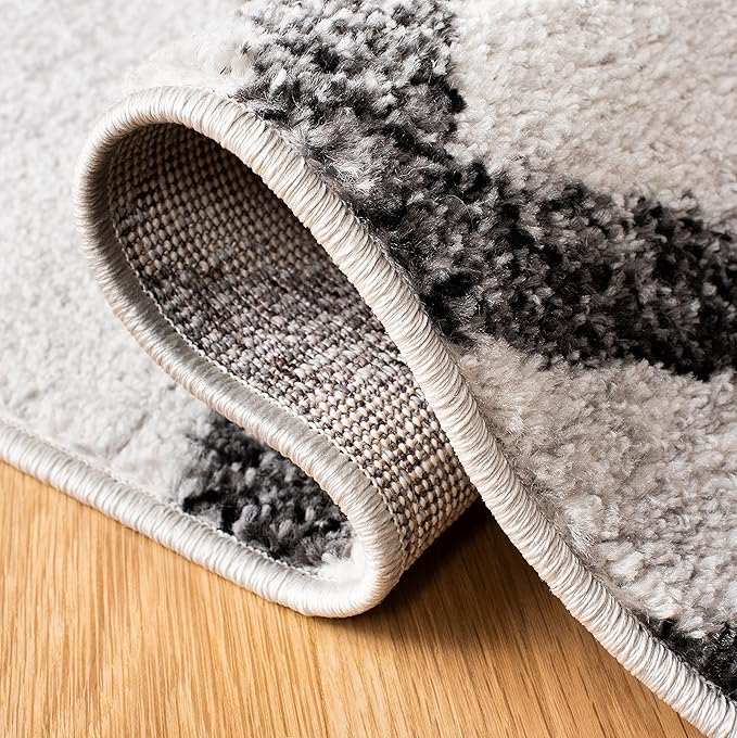 SAFAVIEH Adirondack Collection Runner Rug - 2'6" x 6', Ivory & Charcoal, Modern Geometric Distressed Design, Non-Shedding & Easy Care, Ideal for High Traffic Areas in Living Room, Bedroom (ADR253B)