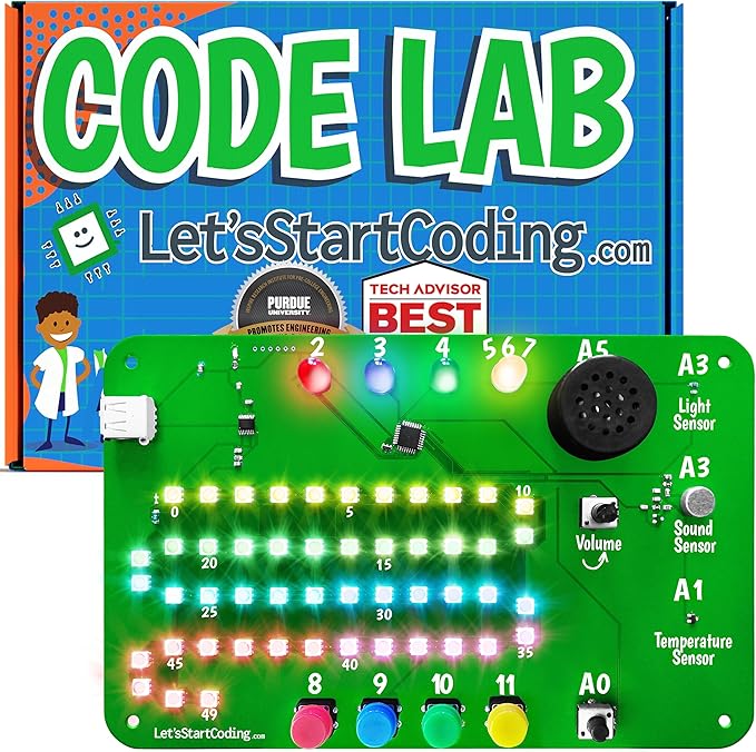 Code Lab All-Inclusive Coding Kit for Kids 8-12+ and Teens. Premium STEM Learning Toy for Boys & Girls Teaches C++ Programming. Includes Over 60 Electronic Components and Over 100 Online Lessons