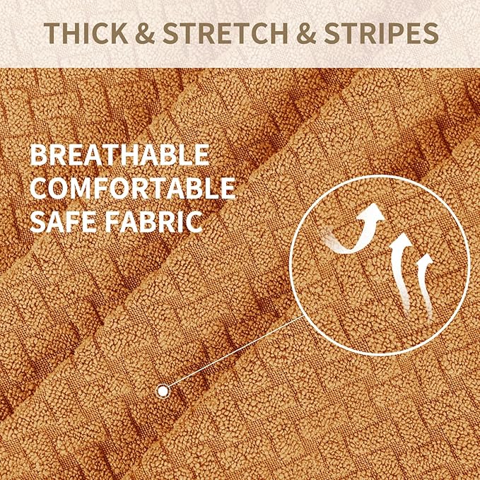 JIVINER 4-Piece Recliner Chair Covers Stretch Jacquard Covers for Recliner Chair Recliner Slipcovers for Living Room Soft Recliner Protector with Pocket (Recliner, Orange)