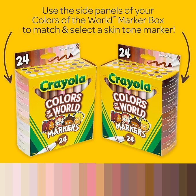 Crayola Colors of the World Markers - 6 Pack (24ct), Bulk Skin Tone Marker Set for Kids, Art Marker, Classroom Must Have, Ages 3+