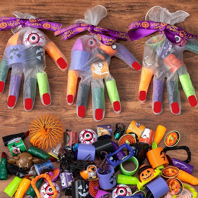 Halloween Party Favors, 193pcs Halloween Stuffed Toys Bulk Birthday Party Decorations, Goodie Bags for Party Supplies, Halloween Games for Kids