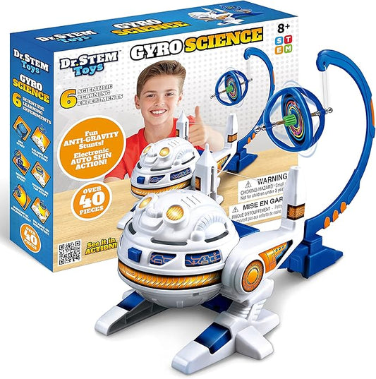 Dr. STEM Toys Gyro Science Kit | Unique Gyroscope Set Amazes Kids with 6 Awesome Science Stunts | Designed in USA for Boys & Girls 8 & Up | Boxed for Easy Gifting