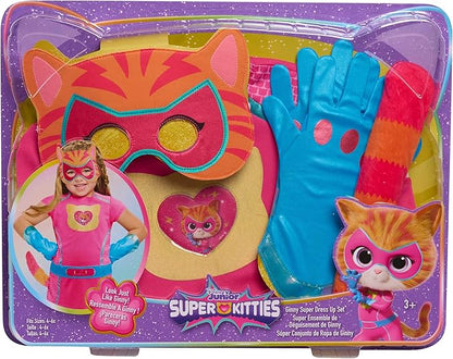 Disney Junior SuperKitties Ginny Dress Up Costume Set, 5-Piece Superhero Role Play Outfit with Mask, Gloves & Tail, Size 4–6X, Kids Ages 3 and Up by Just Play, Kids Toys for Ages 3 Up by Just Play