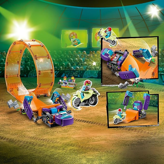 LEGO City Stuntz Smashing Chimpanzee Stunt Loop 60338 with Flywheel Toy Motorcycle, Ramp, Chimp Prop and 3 Minifigures, Gift for Kids Aged 7 Plus