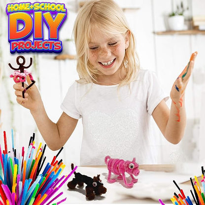 Blue Squid Pipe Cleaners Craft Chenille Stems - Chenille Cleaners, Pipe Cleaners, DIY Art & Craft Projects, Kids Fuzzy Sticks Crafts, Extra Long Pieces, Sparkle Crafting Colors