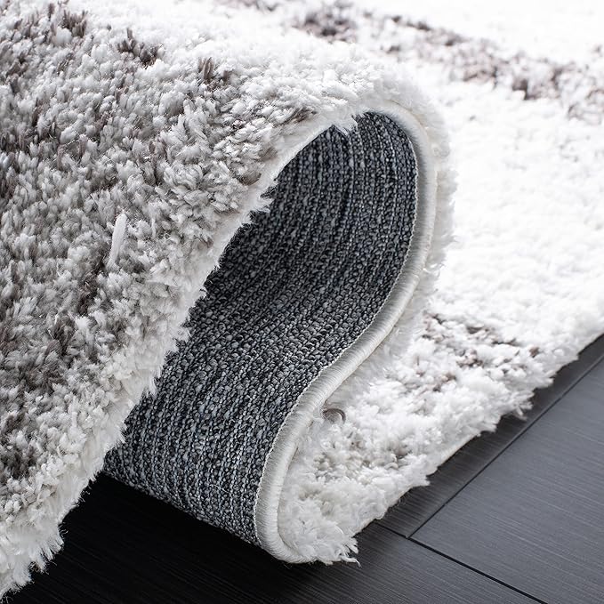 SAFAVIEH Berber Shag Collection Runner Rug - 2'3" x 8', Grey & Dark Grey, Abstract Design, Non-Shedding & Easy Care, 1.25-inch Thick Ideal for High Traffic Areas in Living Room, Bedroom (BER551F)