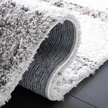 SAFAVIEH Berber Shag Collection Runner Rug - 2'3" x 8', Grey & Dark Grey, Abstract Design, Non-Shedding & Easy Care, 1.25-inch Thick Ideal for High Traffic Areas in Living Room, Bedroom (BER551F)