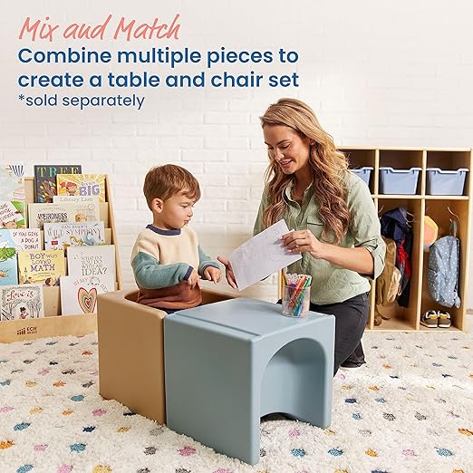 ECR4Kids Tri-Me 3-In-1 Cube Chair, Kids Furniture, Powder Blue