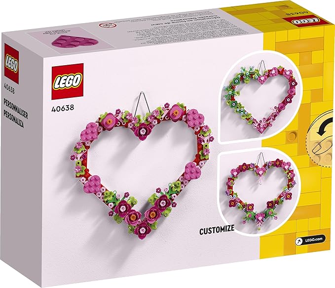 LEGO Heart Ornament Building Toy Set - Fun Arts and Crafts Idea for Girls and Boys, Ages 9+ - Display on The Wall as Home Decoration - Gifts for Kids - 40638