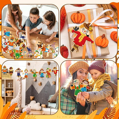 BeYumi Fall Scarecrow Craft Kit - 123Pcs Fall Scarecrow Craft Kit DIY Autumn Thanksgiving Art Craft Make Your Own Scarecrow Set Home Classroom Game Activities Art Supplies Decor for Kindergarten Kids