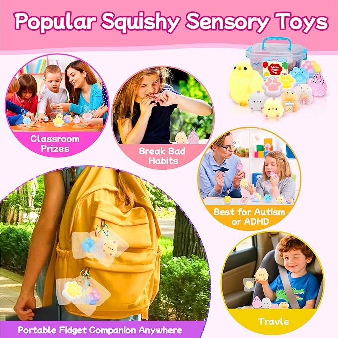 10 Pack Taba Squishy Toys kit with Toy Box & Cute Stickers, Kawaii taba Squishies Stress Relief Toys Party Favors for Kids 4-8 8-12, Squishy Fidget Toys for Kids, Birthday Gifts Toys for Girls 8-10