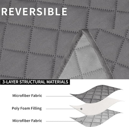 Easy-Going Recliner Sofa Cover, Reversible Couch Cover for 3 Seat Recliner, Split Sofa Cover for Each Seat, Furniture Protector with Elastic Straps for Dogs, Pets(3 Seater, Gray/Light Gray)
