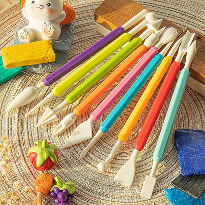 UUSYCUN 9PCS Clay Tools for Kids & Adult, UUSYCUN Plastic Air Dry Clay Tool Kit, Double-Head Sculpting Tools for Pottery, Polymer, Air Dry Clay, Modeling, Shaping, Cake Decoration