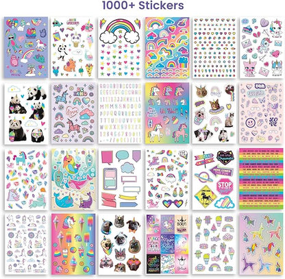 Fashion Angels Unicorn Sticker Book - 1000+ Magical Stickers for Girls - Unicorn Party Favors - Kawaii Unicron Stickers for Laptops, Water Bottles, Scrap Books - Ages 6 and Up