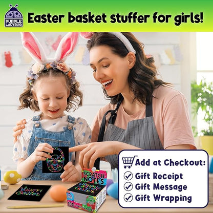 PURPLE LADYBUG Rainbow Holographic Scratch Art Mini Notes - Easter Basket Stuffers for Girls, Teen Girl Gifts, Cool Trendy Stuff, Arts and Crafts for Kids Ages 4-12