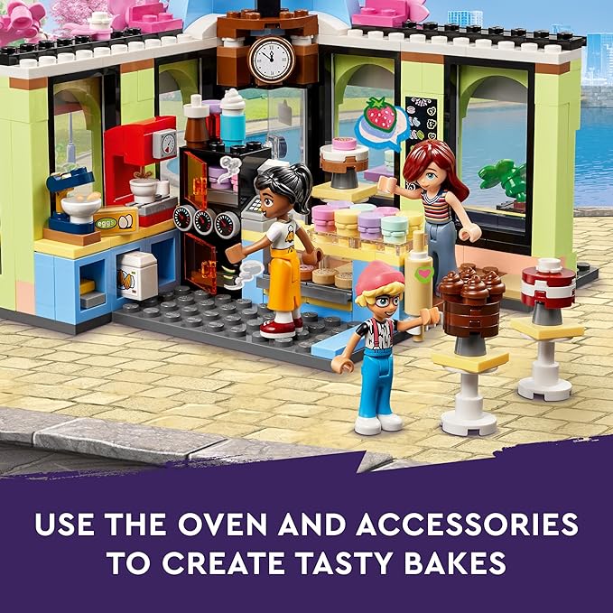 LEGO Friends Heartlake City Cafe Toy for Children - Building Pastry - Creative Hobby and Gift Idea for Girls and Boys from 6 Years - 3 Mini Dolls and a Dog 42618