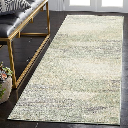 SAFAVIEH Adirondack Collection Runner Rug - 2'6" x 6', Ivory & Sage, Modern Abstract Design, Non-Shedding & Easy Care, Ideal for High Traffic Areas in Living Room, Bedroom (ADR112W)