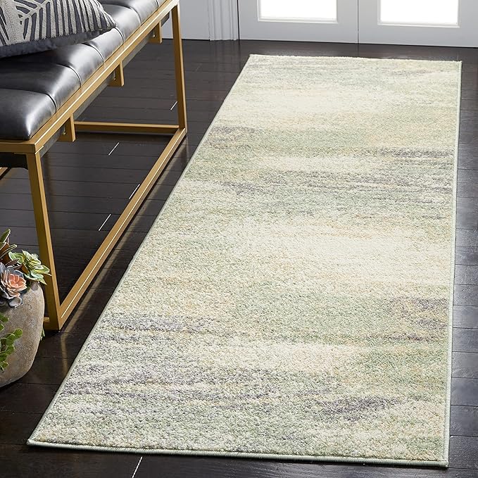 SAFAVIEH Adirondack Collection Runner Rug - 2'6" x 6', Ivory & Sage, Modern Abstract Design, Non-Shedding & Easy Care, Ideal for High Traffic Areas in Living Room, Bedroom (ADR112W)
