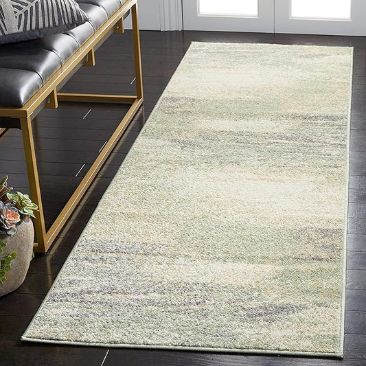 SAFAVIEH Adirondack Collection Runner Rug - 2'6" x 8', Ivory & Sage, Modern Abstract Design, Non-Shedding & Easy Care, Ideal for High Traffic Areas in Living Room, Bedroom (ADR112W)