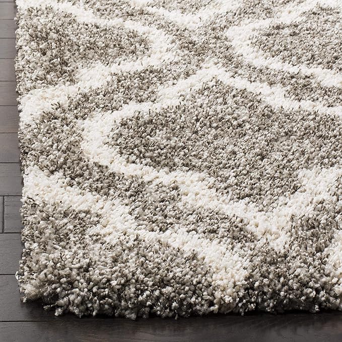 SAFAVIEH Hudson Shag Collection Runner Rug - 2'3" x 14', Grey & Ivory, Moroccan Design, Non-Shedding & Easy Care, 2-inch Thick Ideal for High Traffic Areas in Living Room, Bedroom (SGH284B)