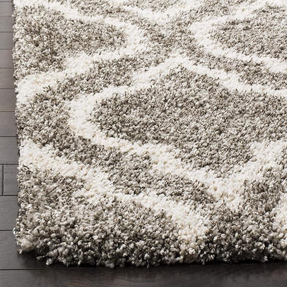 SAFAVIEH Hudson Shag Collection Runner Rug - 2'3" x 14', Grey & Ivory, Moroccan Design, Non-Shedding & Easy Care, 2-inch Thick Ideal for High Traffic Areas in Living Room, Bedroom (SGH284B)