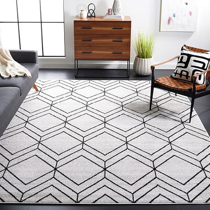 SAFAVIEH Adirondack Collection X-Large Area Rug - 11' x 15', Ivory & Black, Modern Geometric Design, Non-Shedding & Easy Care, Ideal for High Traffic Areas in Living Room, Bedroom (ADR241A)