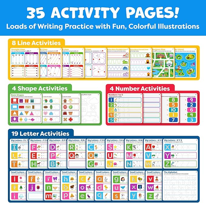 Preschool Learning Activities - Letter Tracing Books for Kids Ages 3-5 - Toddler Handwriting Practice - Learning Books for 4 Year Olds, Educational Learning Toys for 3 Year Old - 4 Year Old Boy Toys