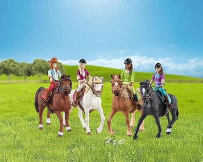 Schleich Horse Club Ride Out 40-Piece Playset Horse Gifts for Girls & Boys Ages 5+ with 4 Horse Rider Girls, 4 Horse Toys and Horse-Riding Accessories