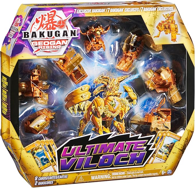 Bakugan Ultimate Viloch, 7-in-1 Exclusive Bakugan, Includes BakuCores and Trading Cards, Geogan Rising Collectible Action Figure Kids Toys for Boys
